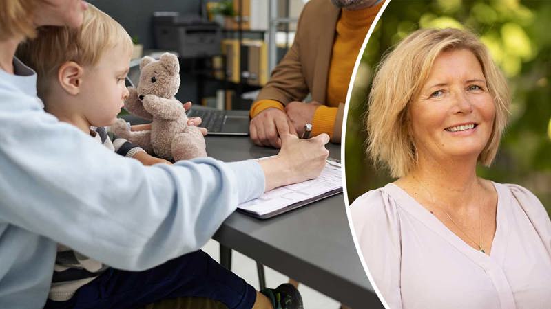 Kollage, genrebild och porträttbild Pia Tham