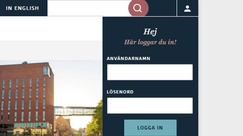 Screenshot of login to Personal start page