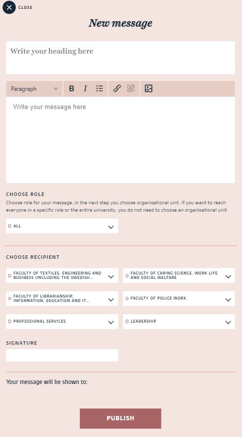page to create new message