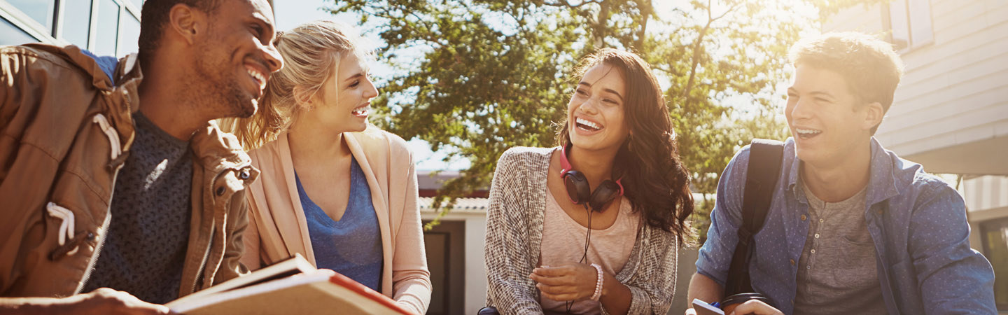 Students laughing in the sun