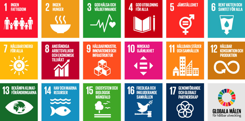 Illustration över FN:s 17 globala mål.
