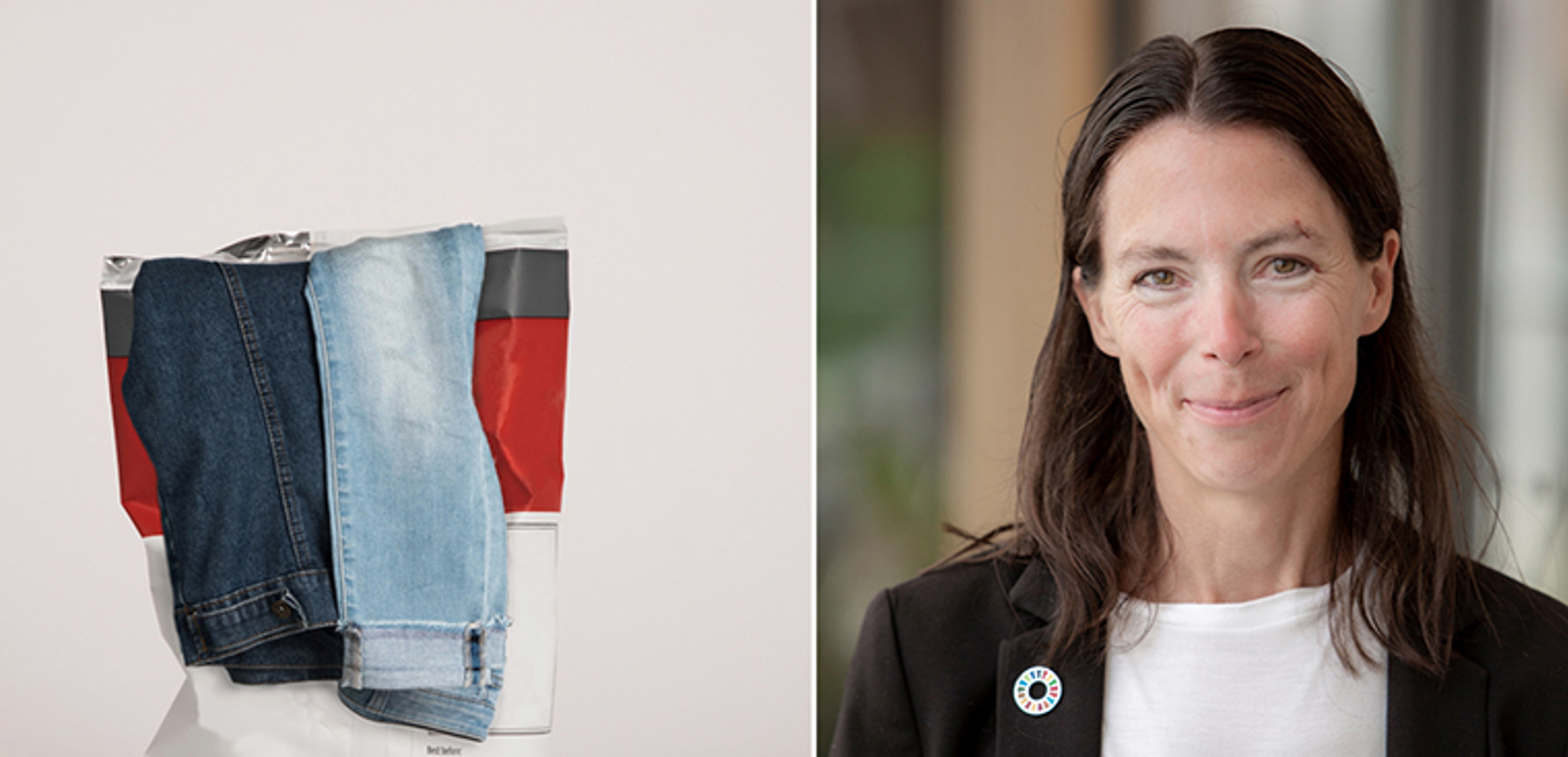 Birgitta Losman i fotomontage med bild på kläder